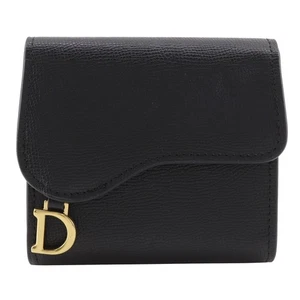 Dior Cartera Compacta Cartera Triple Plegable Negro Piel de Becerro Mujer - Imagen 1 de 12