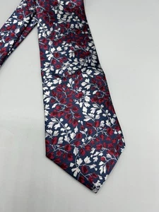 Oscar de la Renta Couture Collection Men's 100% Silk Tie Floral Red Blue White - Picture 1 of 6