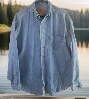 Gear for Sports Men's M Blue Denim Button Down Long Sleeve Shirt Foto 1 de 4