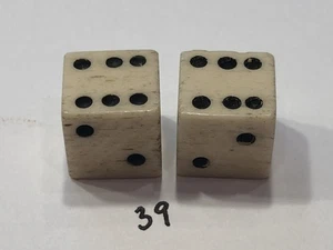 Vintage Paar Knochen (Rinder) Würfel 7/16 Zoll - Bild 1 von 4
