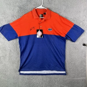 NWT Vtg Signed By Urban Meyer Florida Gators Polo Shirt Mens L Orange Blue Colle - Foto 1 di 16