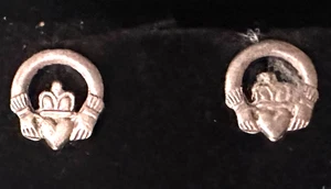 Vtg Earrings MARKED IRELAND 925 STERLING SILVER Pierced Stud Claddagh lot y - Picture 1 of 4