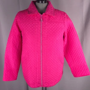 Vintage Quacker Factory Women 1X Pink Silk Quilted Zip Jacket Sparkle Statement - Picture 1 of 24
