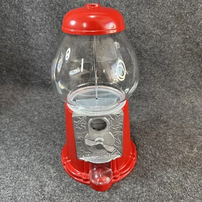 Red Bubble Gum Candy Machine Metal / Glass Globe 11” Coin Operated Excellent! - Image 1 of 4