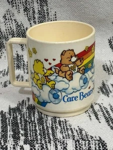 Vintage 80er CARE BEARS Kunststoff Kinder Trinkbecher Becher Regenbogen Wolken Deka - Bild 1 von 10