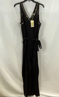 Macacão feminino Michael Kors preto cravejado gola V tamanho 2X novo com etiquetas - Imagem 1 de 4