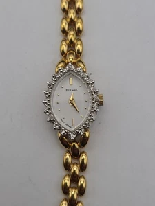 Pulsar Quartz Ladies Watch Diamond Gold Tone New Battery Working - Picture 1 of 13
