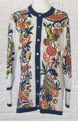 Bob Mackie Wearable Art Fruit Flower Button Up Sweater Cardigan Womens Sz M - Image 1 of 4