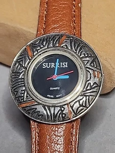 Surrisi 2000 Sterling Silver Watch Onyx & Coral Working - Picture 1 of 9