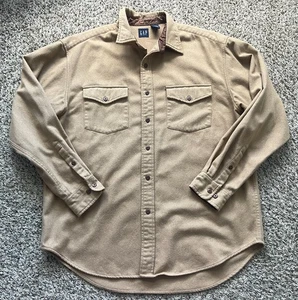 Gap Shirt Mens Large Beige Button Up Wool Blend Long Sleve 113343-00-1 - Picture 1 of 5