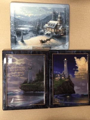 Placa de azulejo Thomas Kincade invierno paz/luz de fe/luz guía todo numerado Foto 1 de 4