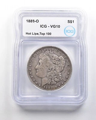 1888-O Morgan Silver Dollar Hot Lips Top 100 VG10 ICG *1616 - Image 1 of 3