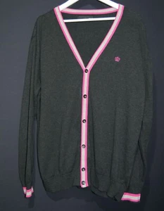MEN'S MOD STYLE DARK GREY COTTON BUTTON UP CARDIGAN - SIZE XL / CHEST: 46" INCH - Picture 1 of 6