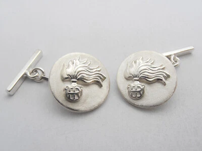 Fiamma dell' Arma dei Carabinieri : Gemelli in Argento 925 - Cerimonia - ANC - Immagine 1 di 4