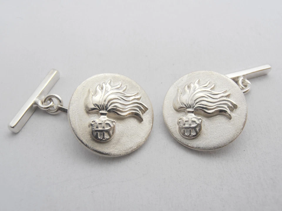 COZZI GIOIELLI Fiamma dell' Arma dei Carabinieri : Gemelli in Argento 925 - Cerimonia - ANC