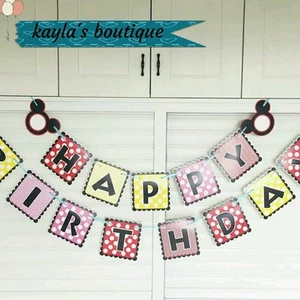 Mickey Mouse Paper Birthday Banner Garland Decoration Kid Party Supplies. - Picture 1 of 1