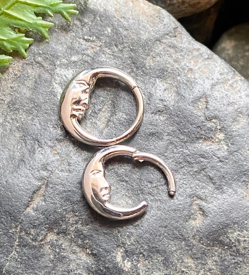 1pc Face of the Moon Hinged Segment Ring 16g Helix Septum Clicker Surgical Steel - Image 1 of 4