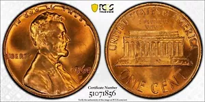 PCGS MS67 RD 1968-D Lincoln Memorial Cent Red - Picture 1 of 3