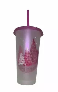 Bicchiere Venti Starbucks 2020 rosa smerigliato bianco vacanza 24 oz tazza fredda con cannuccia - Foto 1 di 6