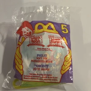 McDonald's 1999 Winnie the Pooh Happy Meal Toy Piglet #5 Soft Plush Clip-On NEW - Picture 1 of 2