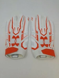 New Under Armour Men's Orange/White/White WR Football Gloves - Picture 1 of 4