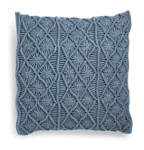 Macramé Cushion Pillowcase - Slate Blue - Square - 40x40 cm - Foto 1 di 4
