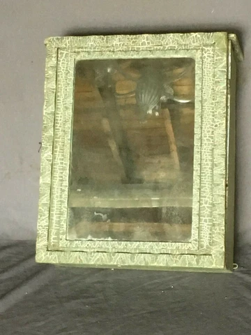 Vtg Wood Surface Wall  Mount Medicine Cabinet Cupboard Mirror Old 172-19E Cover