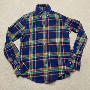Polo Ralph Lauren Button-Up Shirt Men's Medium Blue Tartan Long-Sleeve Classic - Picture 1 of 13