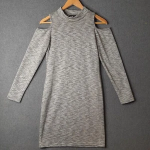 New DOTTI Womens knit dress Size 8 grey cold shoulder long sleeve sheath casual - Picture 1 of 18