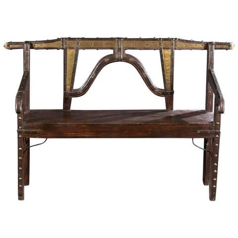 Spanish Colonial Wood and Metal Bench Cover
