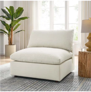 Ergode Commix Down Filled Overstuffed Armless Chair - White - Picture 1 of 1