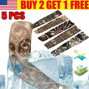 5 PCS Cooling Arm Tattoo Sleeves Body Art Fake Arm Covers Nylon For Men Women US - Picture 1 of 12