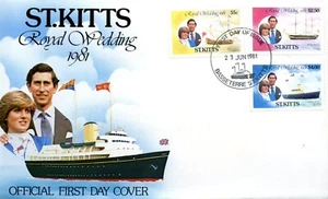 ST.KITTS royal wedding June 23rd 1981 FDC x2 - Picture 1 of 2