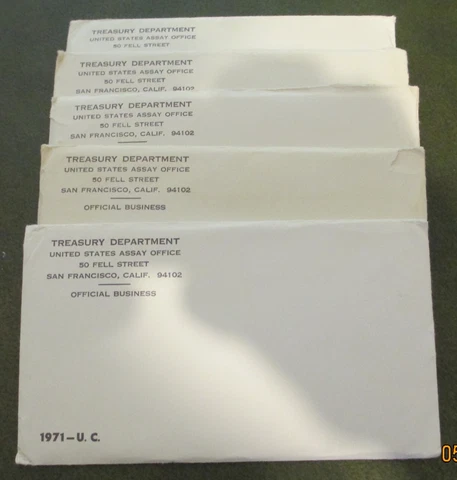 1971 US Mint Sets PDS with original envelopes (5 Sets) Cover