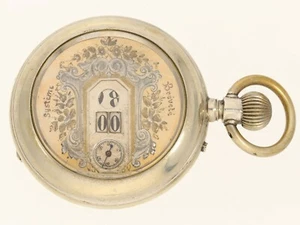 Revue Thommen Pallweber seltenste digitale Taschenuhr Scheibenuhr ca. 1880 - Picture 1 of 5