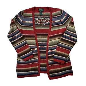Ralph Lauren Aztec Navajo Southwestern RRL Linen Blend Cardigan Hand Knit - Picture 1 of 3