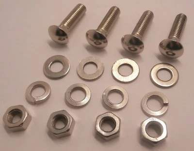 1968-1979 VW Bug Bumper Carrier Bolt conjunto de 4 parafusos curtos porcas arruelas - Imagem 1 de 2