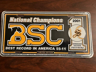 Birmingham Southern Panthers Alabama National Champions 2001 License Plate - Image 1 of 3