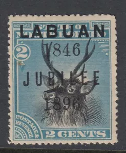 LABUAN SG84 1896 2c MTD NEGRO Y AZUL COMO NUEVO - Imagen 1 de 2
