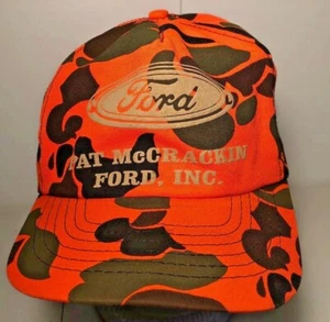 FORD Snapback Trucker Hat Hunter Orange Camouflage Pat McCrackin FORD Camo Farm - Picture 1 of 11