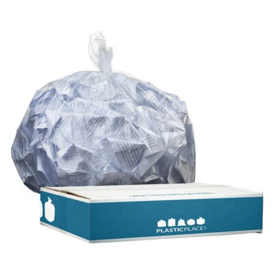 Plasticplace 7-10 Gallon High Density Trash Bags - Clear, case of 1000 bags
