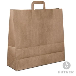 Große Papiertragetaschen 45+16x43 cm Papiertüten braun mit Flachhenkel - 150 St. - Bild 1 von 4