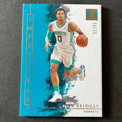 2019-20 Panini Impeccable Bronze #42 Miles Bridges /99 Charlotte Hornets - Image 1 of 2