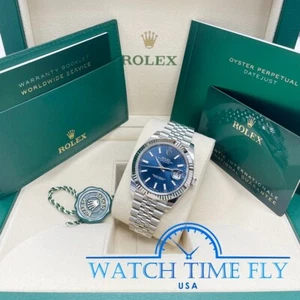 Rolex Datejust 41mm Fluted Bezel 126334 Blue Index Dial Jubilee Bracelet Steel - Picture 1 of 11