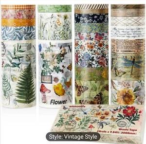 12 Rolls Gorgeous Vintage Plant Floral Ornamental Washi Tape Scrapbooking - Picture 1 of 6
