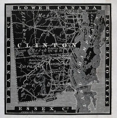 Mapa Gordon 1836 Condado Clinton Nueva York Plattsburgh Keeseville Lake Champlain NY Foto 1 de 3