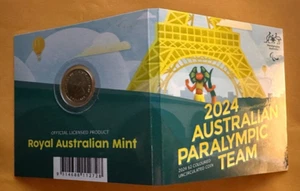 2024 Australian Paralympic Team $2 Dollar Coloured Uncirculated Coin On Card - Picture 1 of 2
