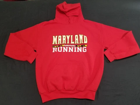 Maryland Terrapins Hoodie Womens Medium Red Running Pullover Sweatshirt NCAA Cover