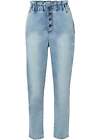 Paper-Bag Jeans mit offener Knopfleiste Gr. 40 Eisblau Damenjeans Pants Neu*
