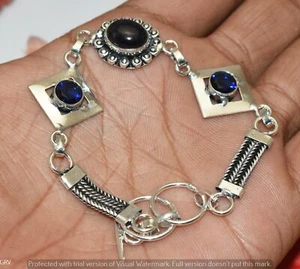 Amethyst & Tanzanite Quartz Gemstone Bracelet Size 7"-8" U306-A116 - Picture 1 of 1